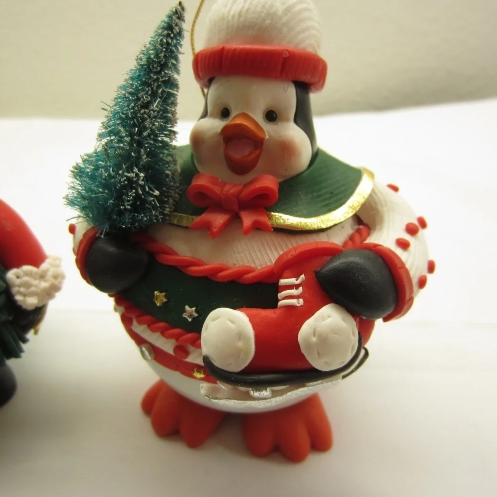 Vintage Traditions collectible Christmas Characters -Chubby‎ Santa & Penguin